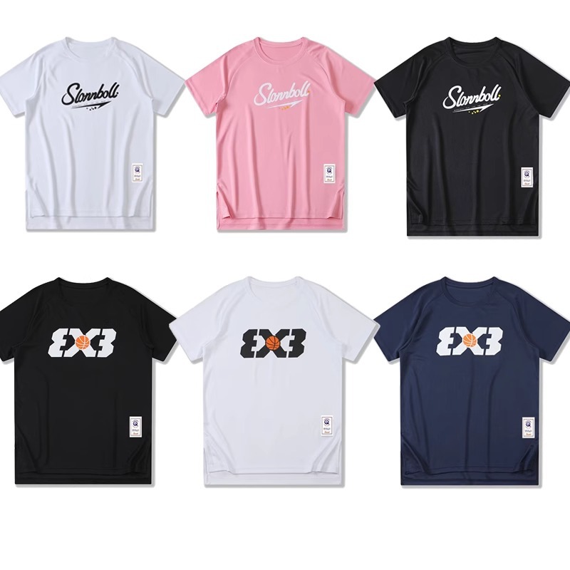 미국 슈팅 훈련 유니폼 여름 농구 워밍업 저지 스포츠 티셔츠 남성과 여성 3x3 러닝 피트니스 빠른 건조 반팔