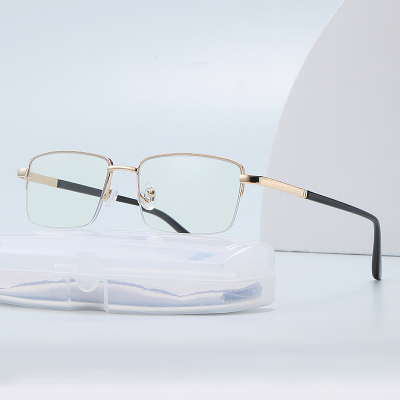 Gafas de oro de alta definición para ancianos de alta calidad metal antiluz azul de negocios de mediana edad y ancianos de alta sensibilidad gafas monoluz para ancianos