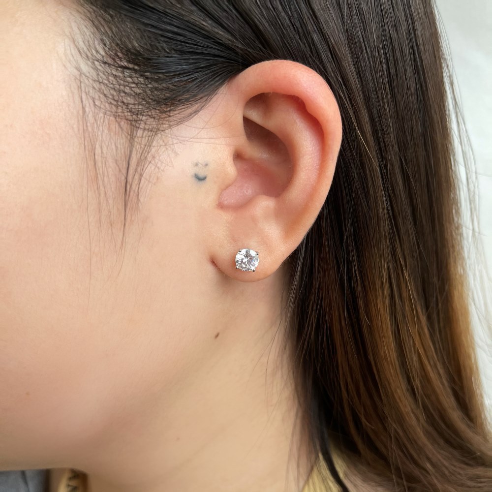 Fashion Geometric Sterling Silver Inlaid Zircon Ear Studs 1 Pair