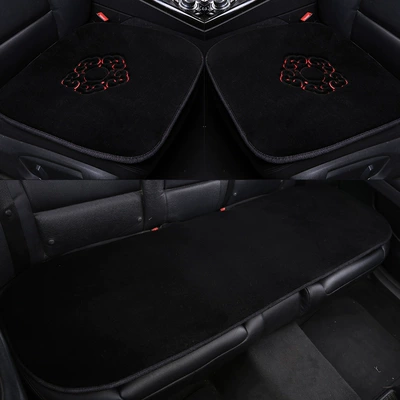 Car Cushion Winter Pure: Wool pad - rising-sun-and-xiangyun-three-piece-set-pure-black