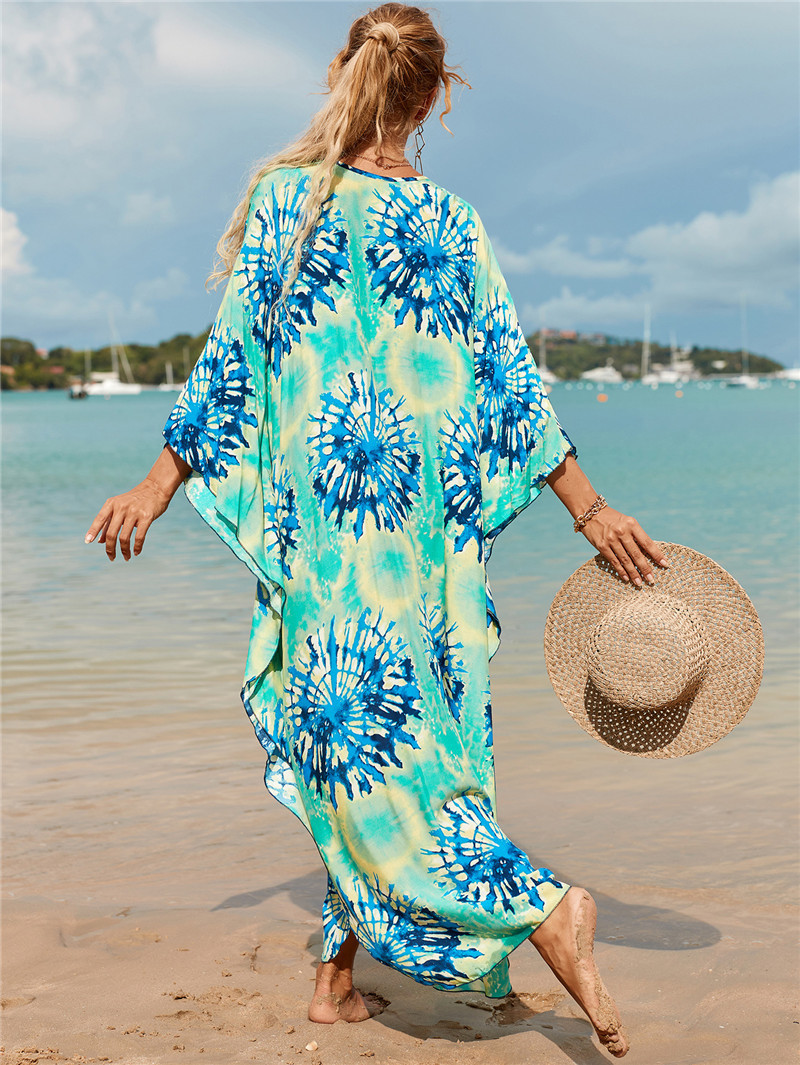 224g Weight Sunscreen Shirt Outerwear Type 3/4 Length Sleeve Sleeve Length Polyester Fabric Type Long Top Length V Neck Neckline Printing, Leopard Pattern Spring&Summer Season Women's Gender Vacation, Beach Style Women's Printing Leopard Vacation Beach Cover Ups 98