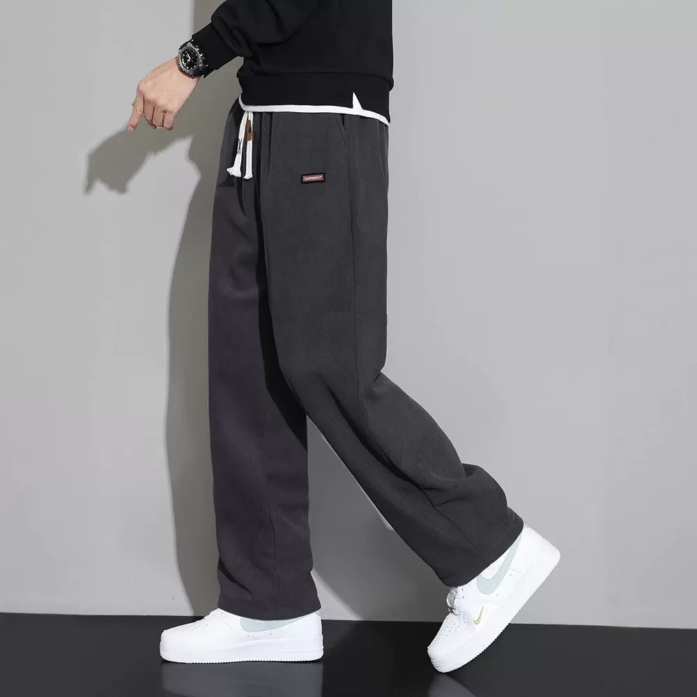 简恒男士冬季2025年新款宽松直筒加绒加厚休闲长裤子男保暖奥利绒