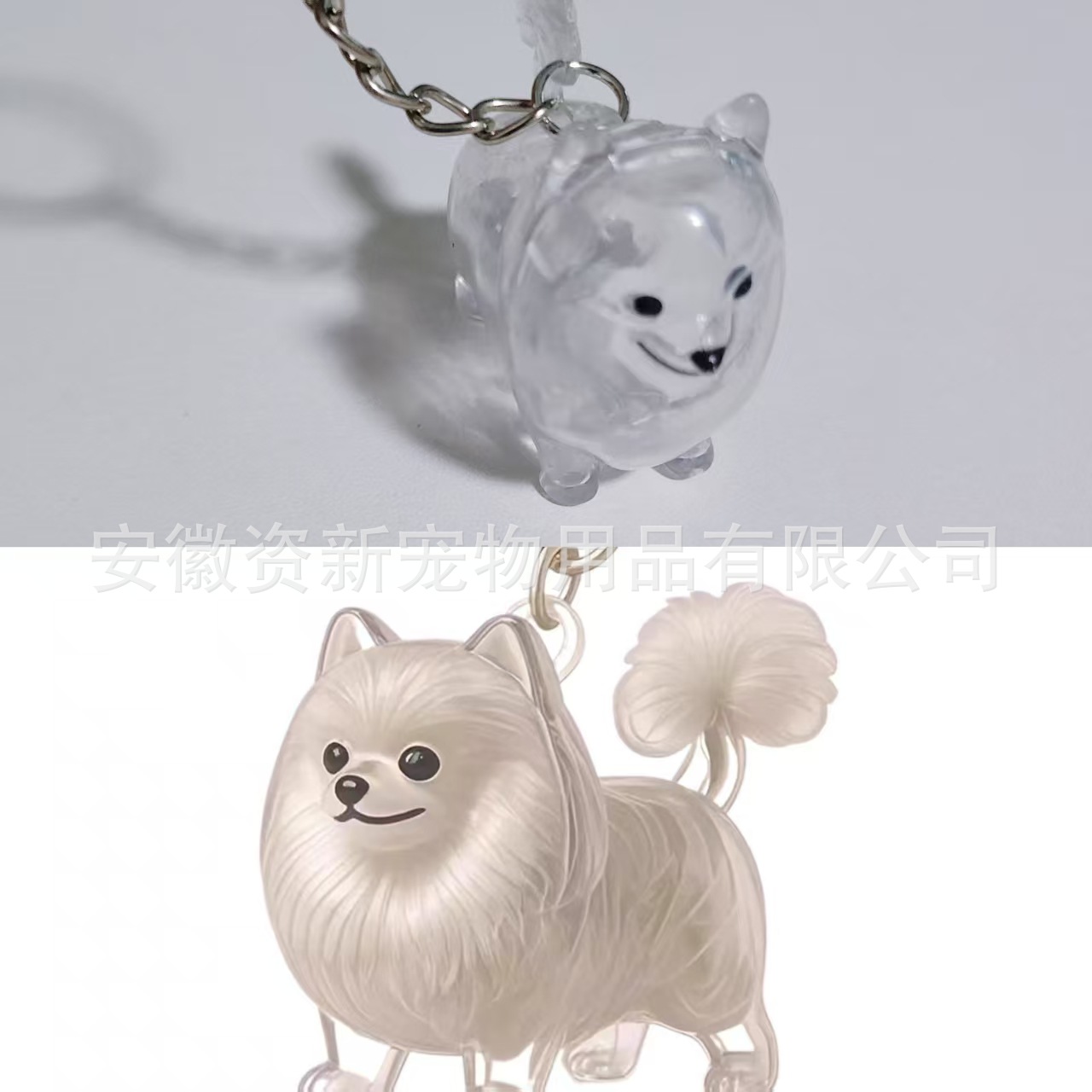 ペットの髪のペンダントかわいい子犬の毛透明収納ボックス猫と犬の形のクリエイティブペンダントキーホルダー