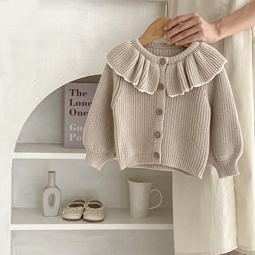ins autumn infant children 0-3 years old female baby ruffle collar knitted jacket small cardigan sweater top