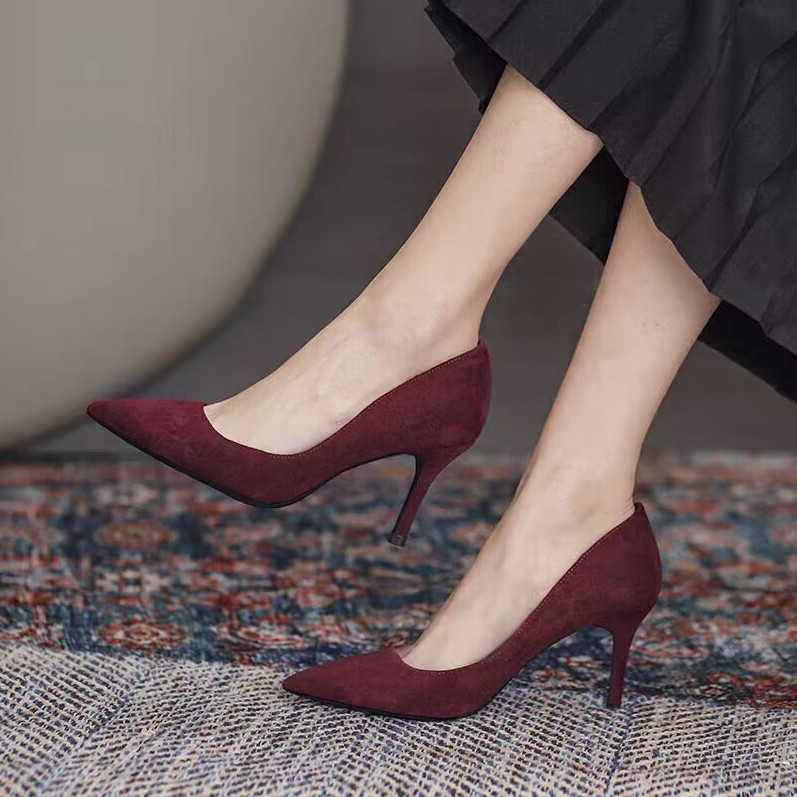 British style plus size high heels women's 2024 spring new work women's shoes suede pointed stiletto heel single-layer shoes in stock British style plus size high heels women's 2024 spring new work women's shoes suede pointed stiletto heel single-layer shoes in stock
