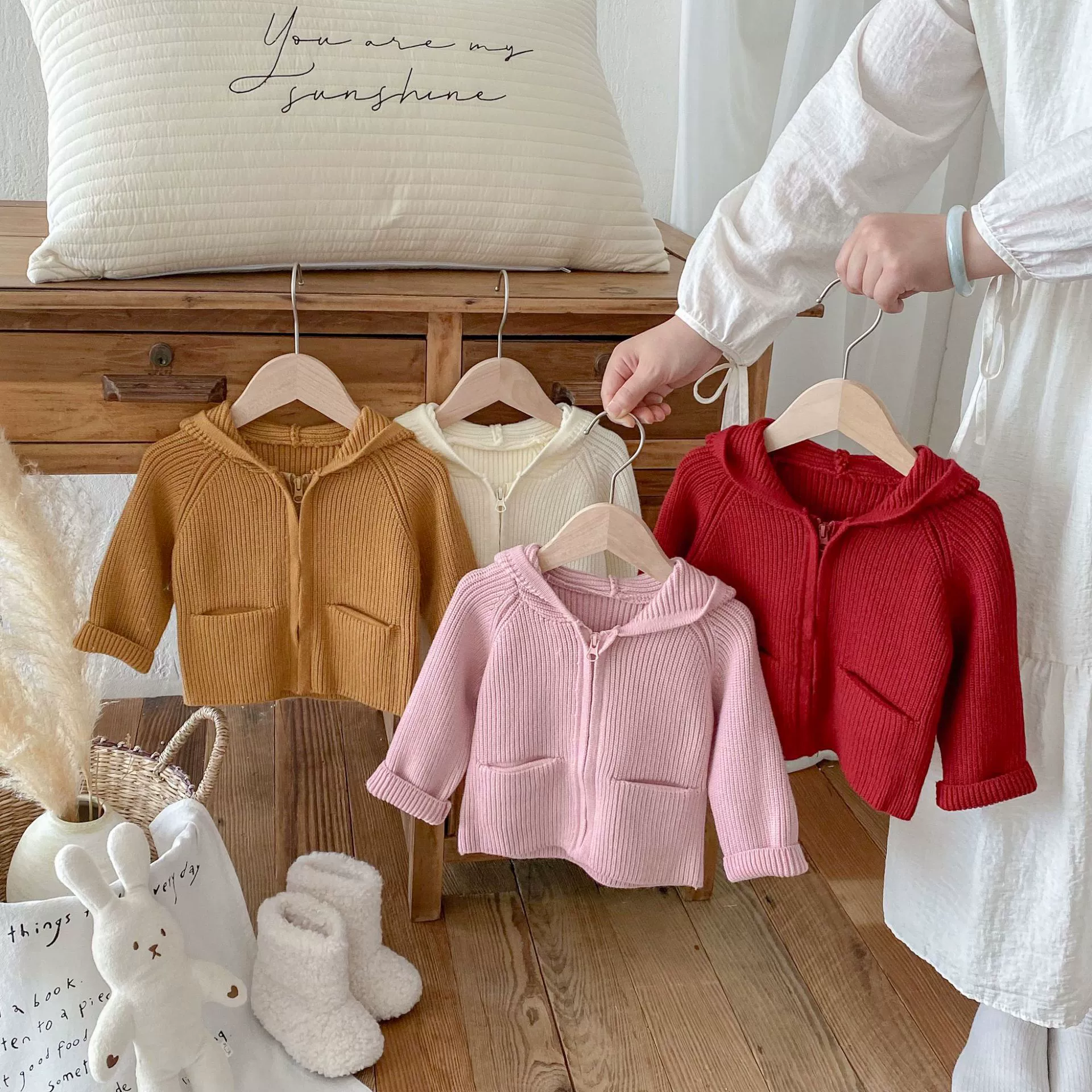 Demi-season cute sweater with hood, jacket, keep warm cardigan for early age, shirt, western style