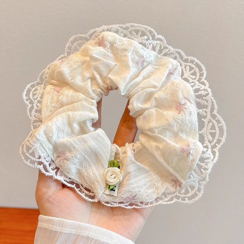 Colección de anillo de cabello lindo de intestino grande de verano de cola de caballo de cabeza de cuerda de flor de cabeza de niña universitaria estilo de alto valor de belleza joyería de cabello