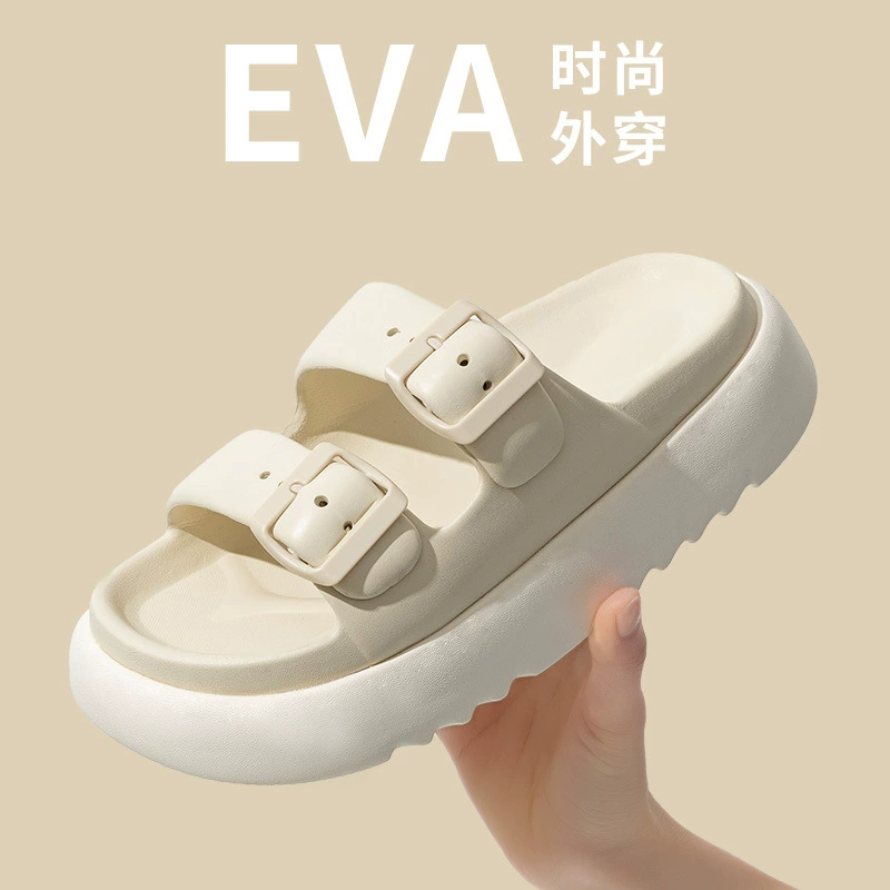 Трансграничные тапочки-бокены, летние уличные Нескользящие сандалии на толстой подошве, двухцветная обувь, женские дышащие пляжные тапочки без шнуровки из ЭВА