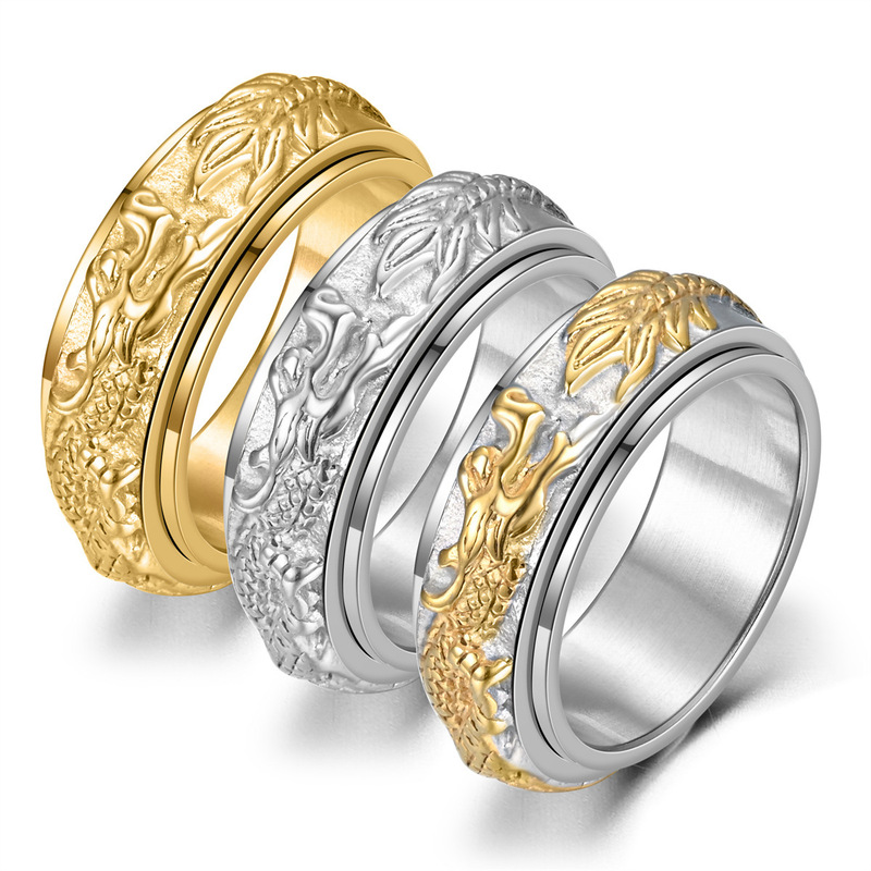 Cross-Border Stainless Steel Ring Can Be Rotated and Cast Totem Chinese Dragon Transfer Ring Source Manufacturer with Large Quantity and Preferential Treatment Cross-Border Stainless Steel Ring Can Be Rotated and Cast Totem Chinese Dragon Transfer Ring Source Manufacturer with Large Quantity and Preferential Treatment