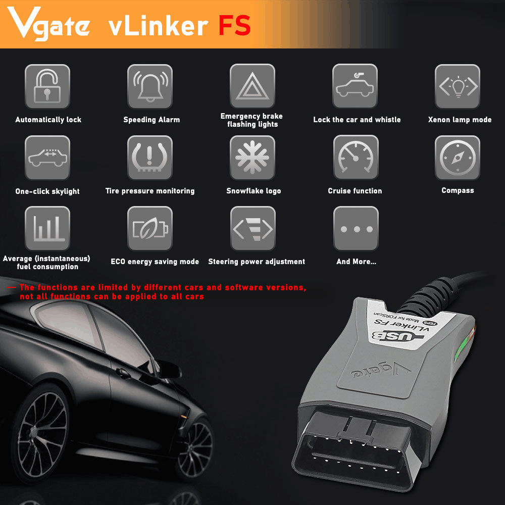 Vgate vLinker FS ELM327 HS/MS-CAN OBD2 Ford Mazda Fault Detector