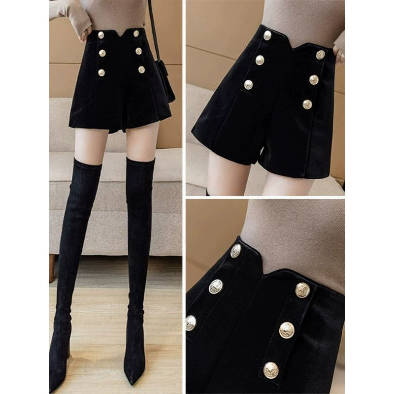 Xiao Xiangfeng золотые бархатные шорты женские осенние и зимние 2023 новые взрывные надевание на улице