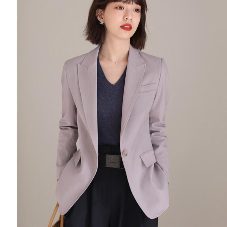 Korean-style Slim-fit Elegant White-looking Slim Small Suit One-button Turn-over Collar Suit Jacket Spring and Autumn Thin New Product