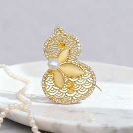 爆款镂空葫芦胸针胸花别针吊坠两用百搭配饰轻奢高级感跨境新款