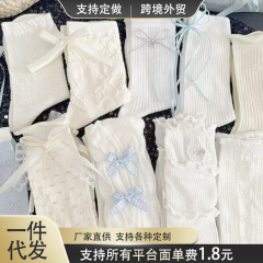蝴蝶结袜子女jk中筒夏季薄款ins蕾丝少女白色甜美花边长袜仙女袜