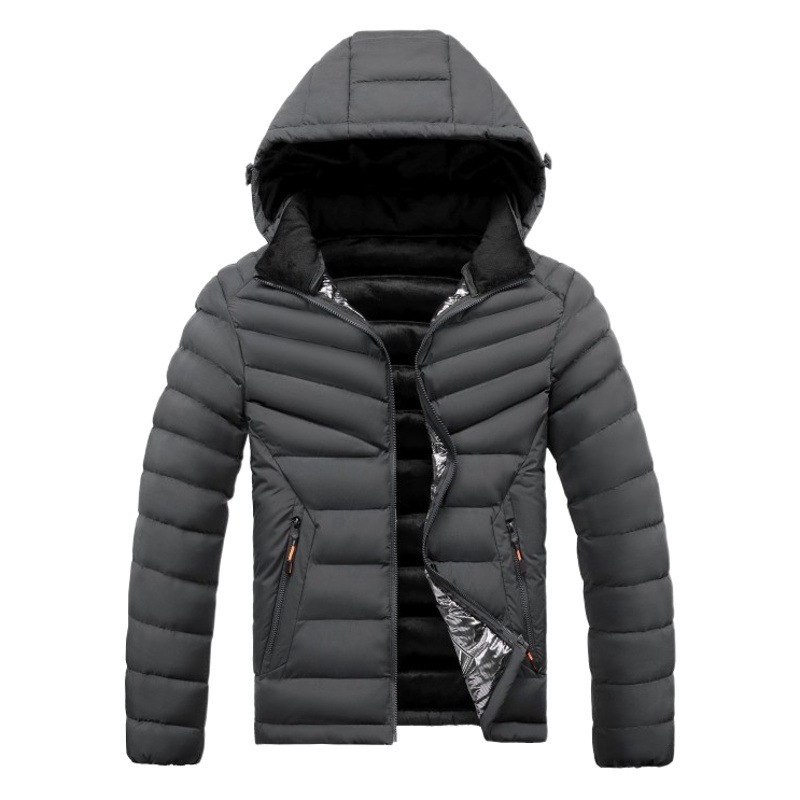 Cross-border 50d alta costilla elástica ropa de los hombres de lana forrada engrosada Chaqueta de algodón con capucha de algodón raqueta de algodón europeo y americano Comercio exterior al por mayor