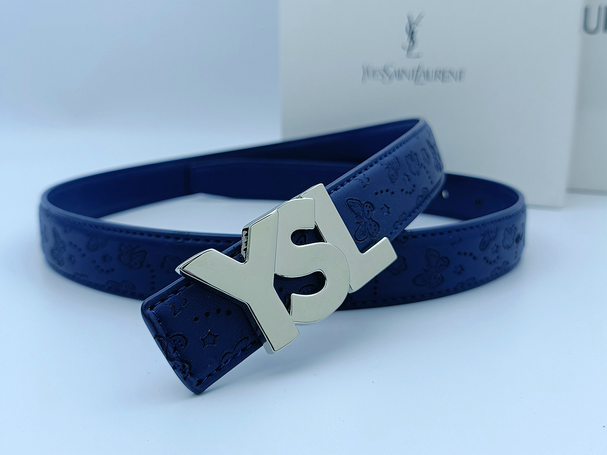 Saint Laurent YSL Logo Belt Blue
