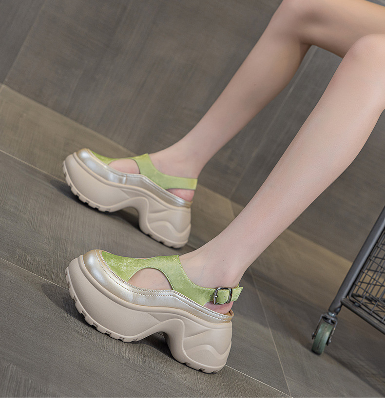Sandal nữ đế dày mũi bít phong cách La Mã — M2897 xanh lá, M2897 bạc, M2897 màu mơ, M2897 màu da báo chi tiết 27