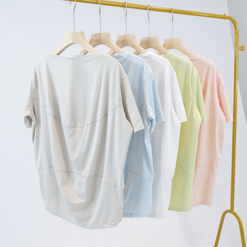 Summer Thin Sunscreen Ice Silk Loose-Fitting Slimming Short-Sleeved Women's Casual Yoga Round Neck Quick-Drying Short T-Shirt