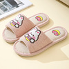 Slippers indoor, non-slip cartoon comfortable footwear for beloved for pregnant, cotton and linen