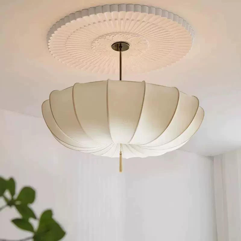 北欧法式奶油风卧室吊灯日式中古vintage餐厅客厅温馨主卧布艺灯