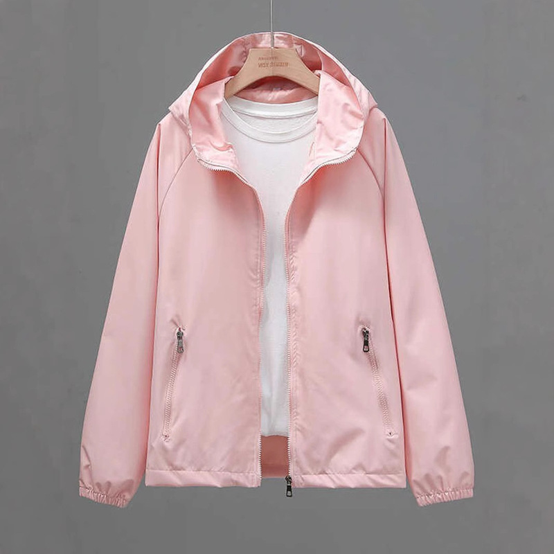 Spring and Autumn Women's Short Jacket 2026 New Casual Loose Large Size Hooded Thin Windbreaker