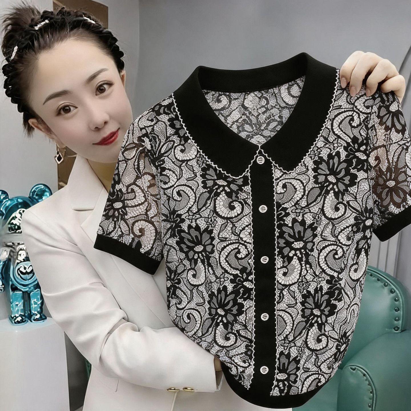 New summer style short-sleeved T-shirt for middle-aged and elderly mothers, loose fit, fashionable plus size top