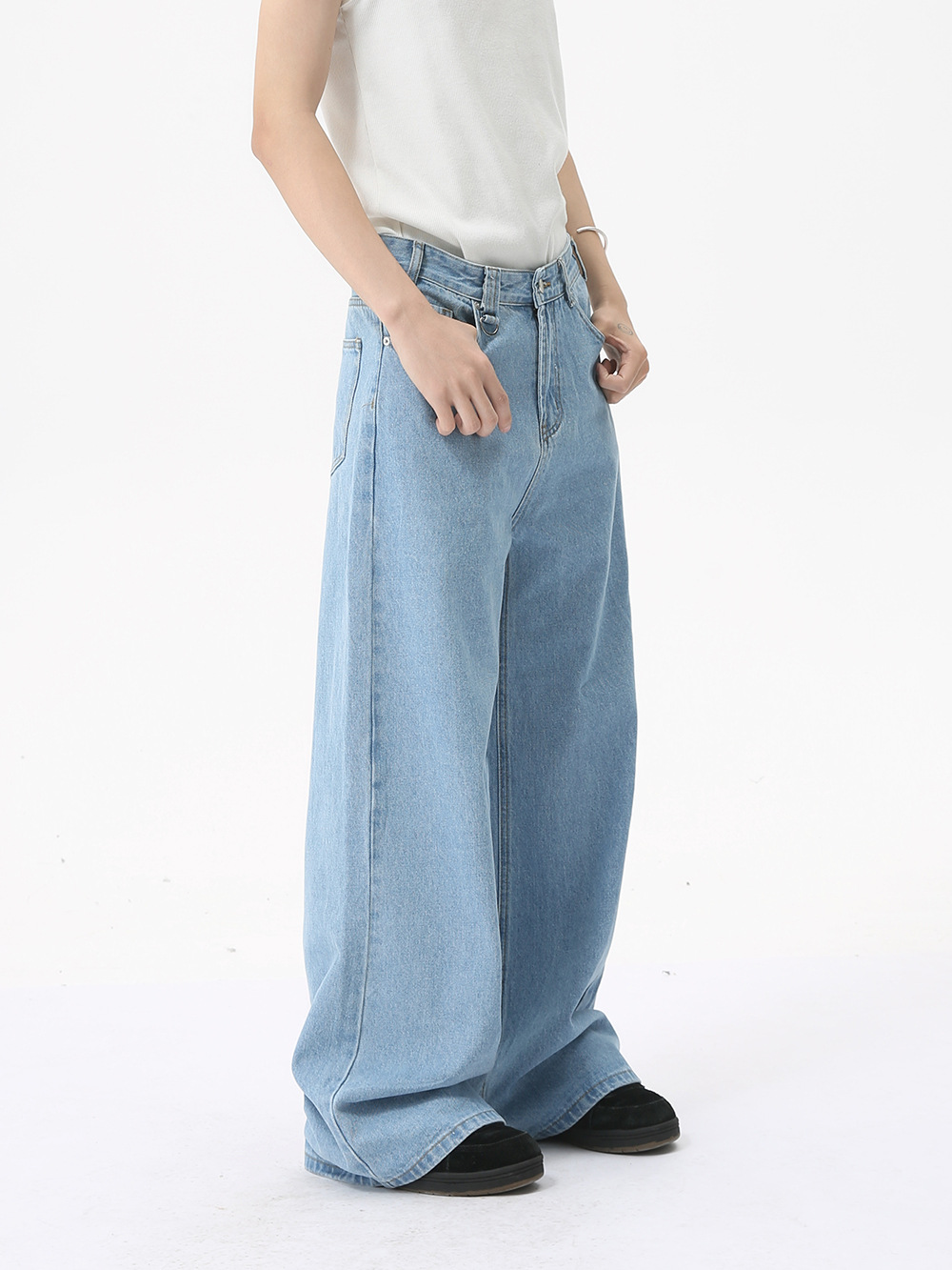 MTLCLOTHES Ropa de hombre | American cleanfit retro calle alta pierna ancha recta salvaje jeans blancos de moda