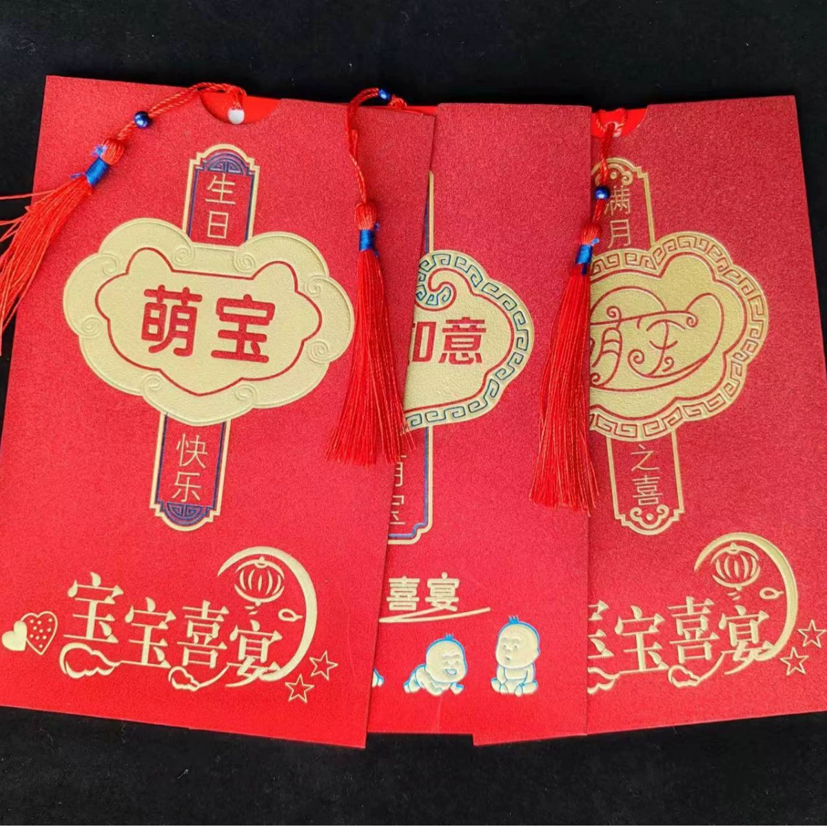 Фабрика Прямые поставки творческий позолота приглашение на день рождения персонализированные Китайский стиль тиснением 100-дневный банкет золотой лук полнолуние приглашение карты