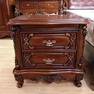 Bedroom Drawer Bedside Cabinet Storage Cabinet Retro Bedside Cabinet Master Bedroom Large Flower European Style Storage Environmentally Friendly Retro Storage