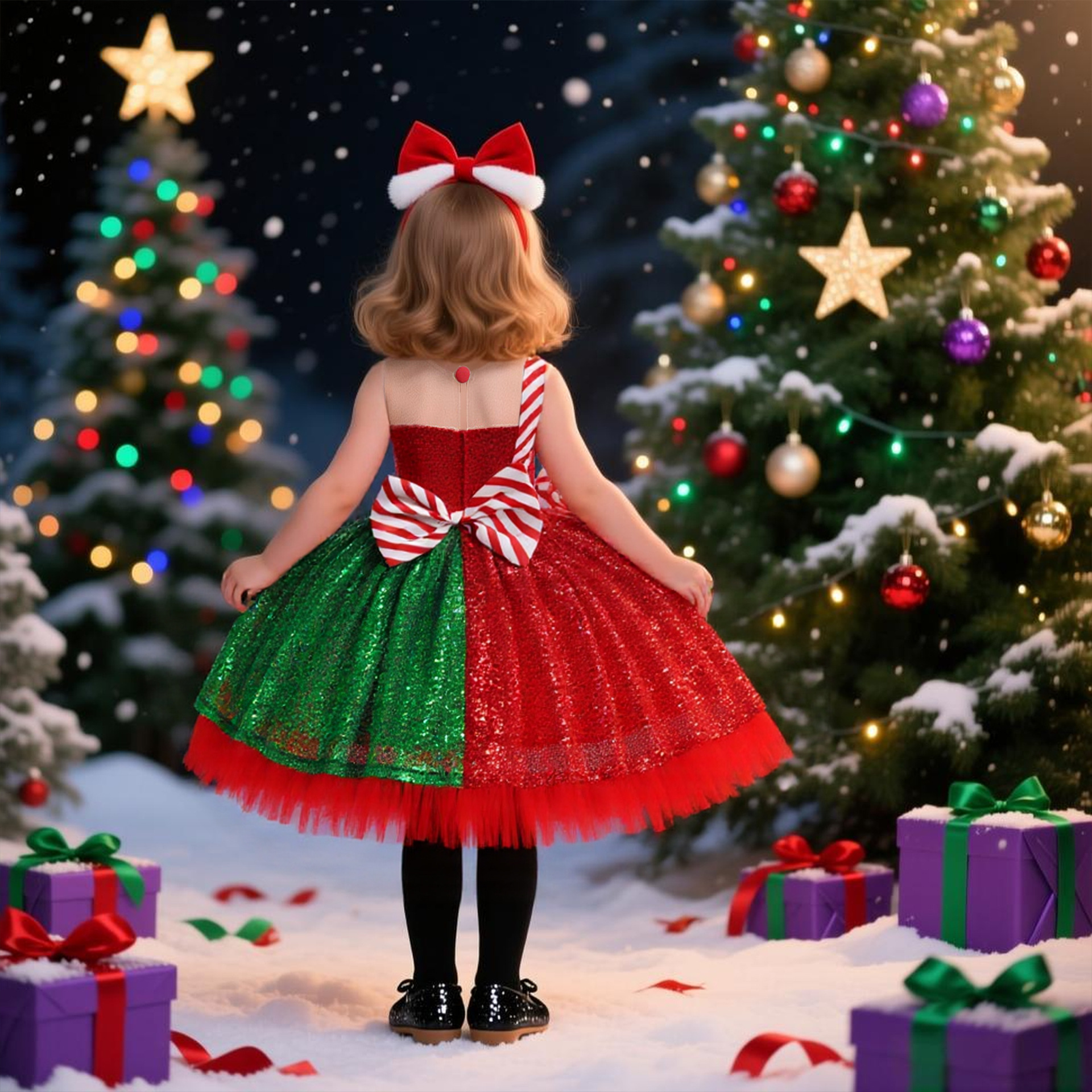 2024 nuevos niños de la Navidad traje Cosplay Masquerade color pettiskirt niñas vestido