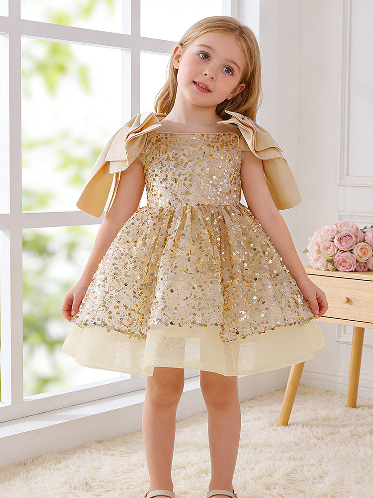 2026 vestido de niñas vestido de malla vestido de princesa gran arco vestido vestido de desfile vestido de niños spot transfronterizo