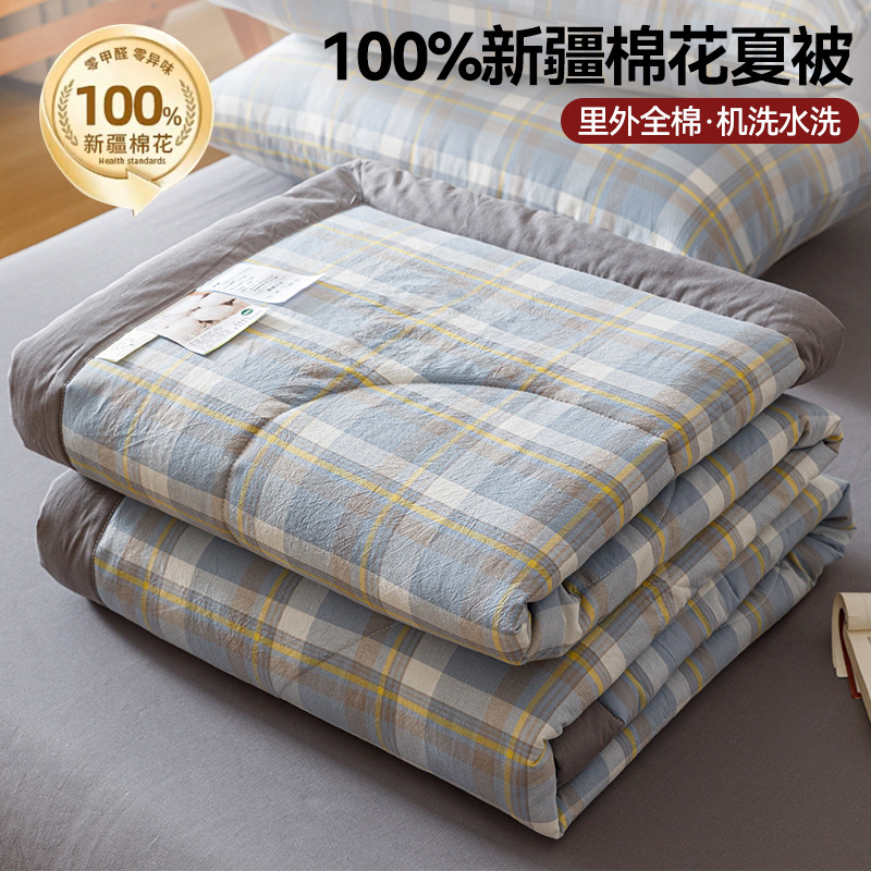 Edredón de algodón de clase A de Xinjiang edredón de verano edredón fresco de verano dormitorio individual algodón puro algodón lavable a máquina edredón de aire acondicionado de cuatro piezas