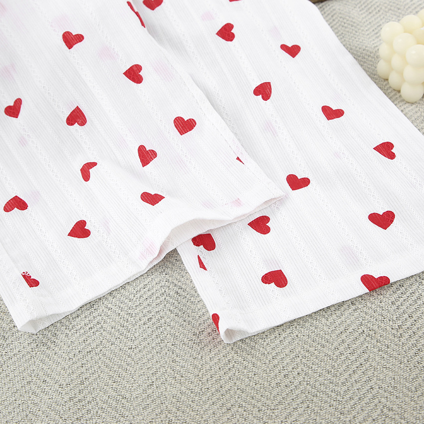 Home Women's Simple Style Heart Shape Cotton Pants Sets Pajama Sets display picture 10