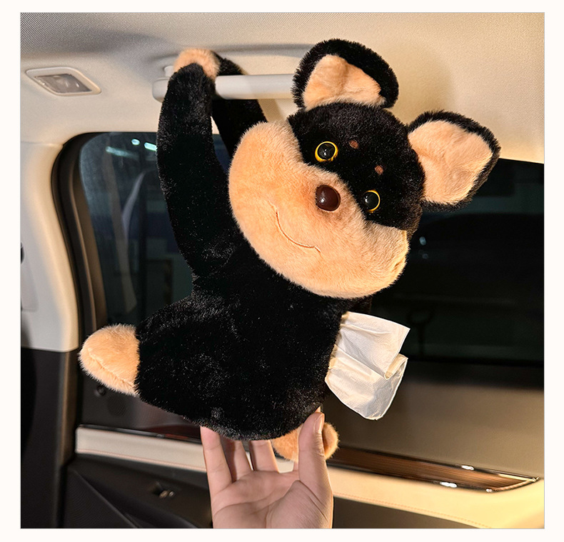 Car Tissue Box Creative Doll Car Multi-function Hanging Tissue Bag Cute Bee Dog Car Tissue Box