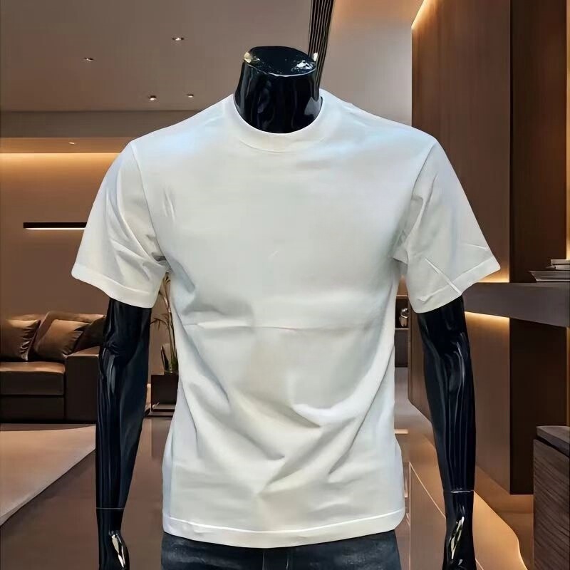 Hot-Selling New Summer Round Neck Pure Cotton Short-Sleeved T-Shirt Men's Pure Color Casual Versatile Export Wholesale Price Cheap