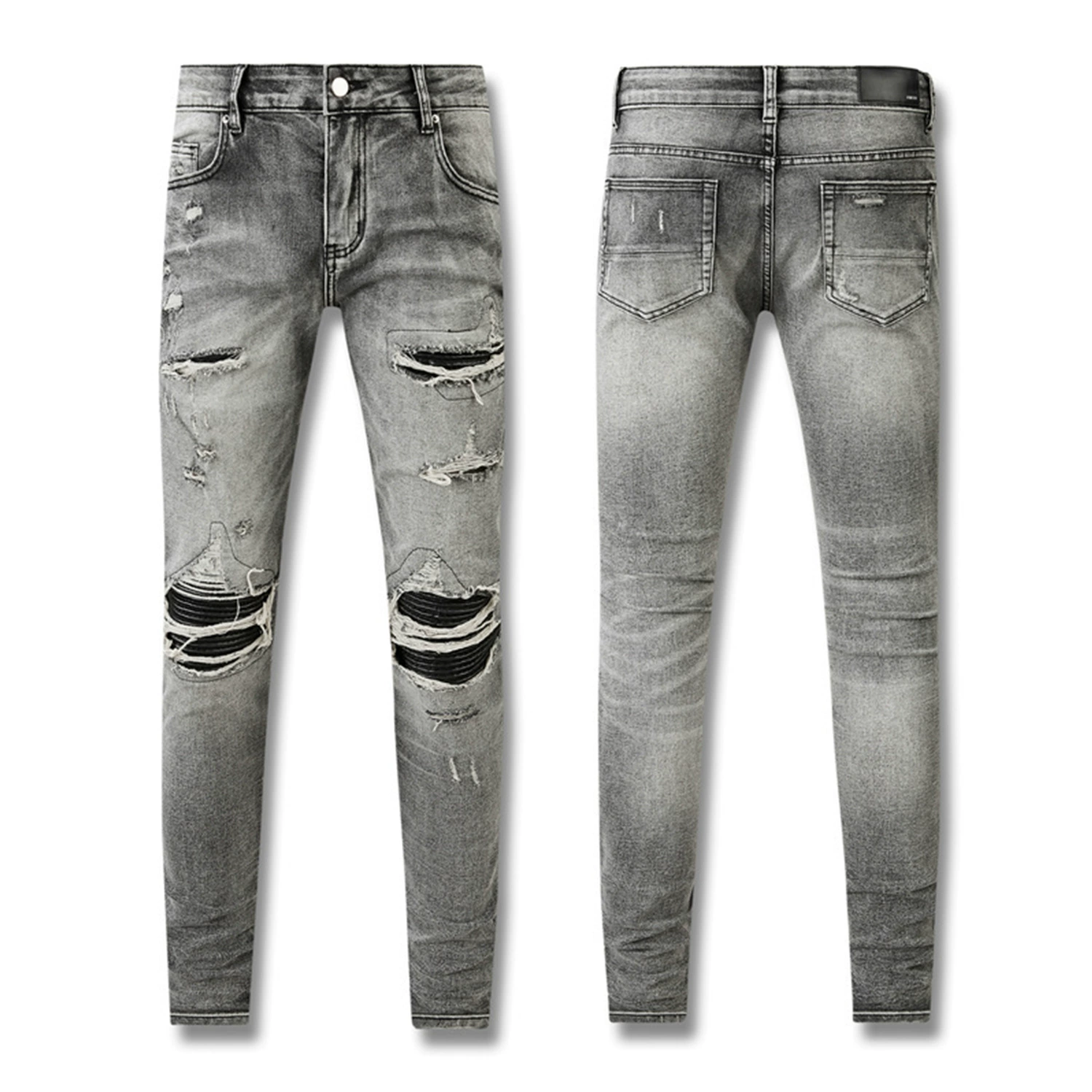 Джинсы (AMIRI) мужские slim с рваной отделкой, фасон зауженный