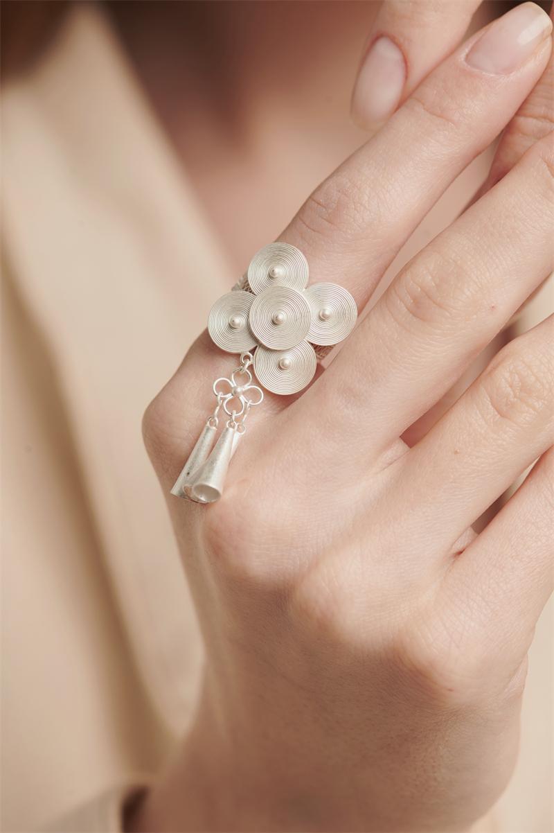 Retro Ethnic Style Simple Style 925 Sterling Silver Round Charm Women's Open Rings display picture 1