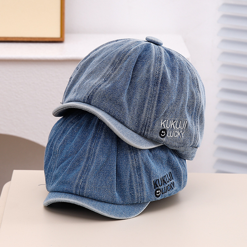 Niños vaqueros boina primavera y otoño pequeño niño tesoro lengua de pato periódico de la marea de los niños 2024 nuevo otoño otoño