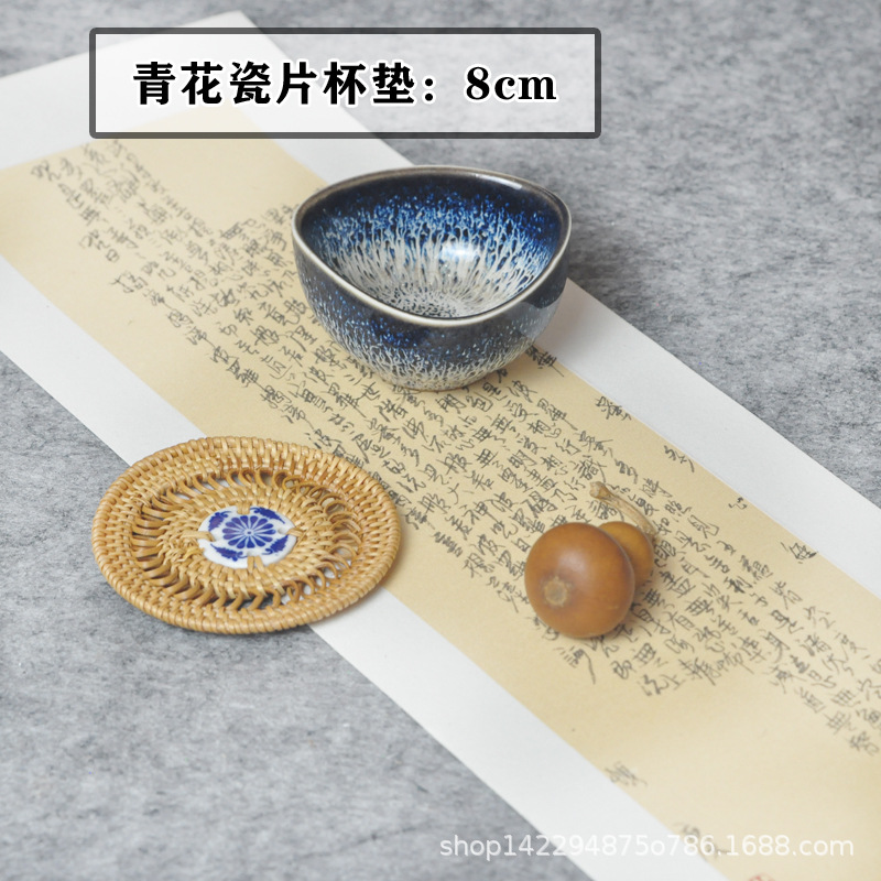 8cm 파란색과 흰색 도자기 컵 받침 모 놀리 식