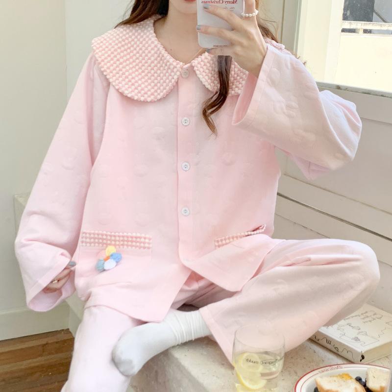 해피 월 가을, 겨울 샌드위치 코튼 출산 잠옷 달콤한 가디건 산모 모유 수유 의류 샌드위치 따뜻한 감금 옷