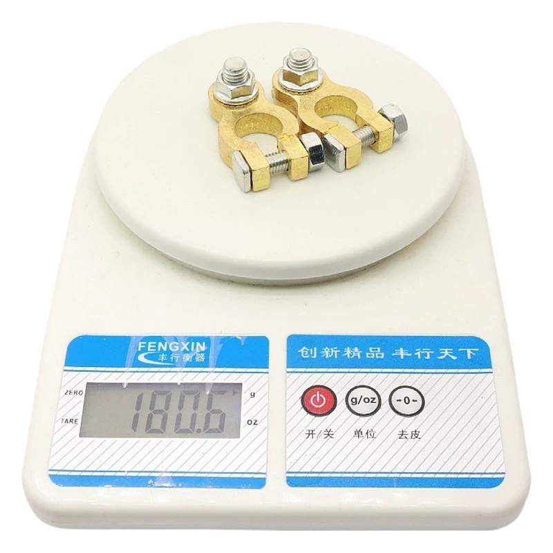 Клемма автомобильного аккумулятора Чистая медь M10 Однопроводная латунь Большой 182G Клеммная свайная головка утолщенная Зажимная головка аккумулятора