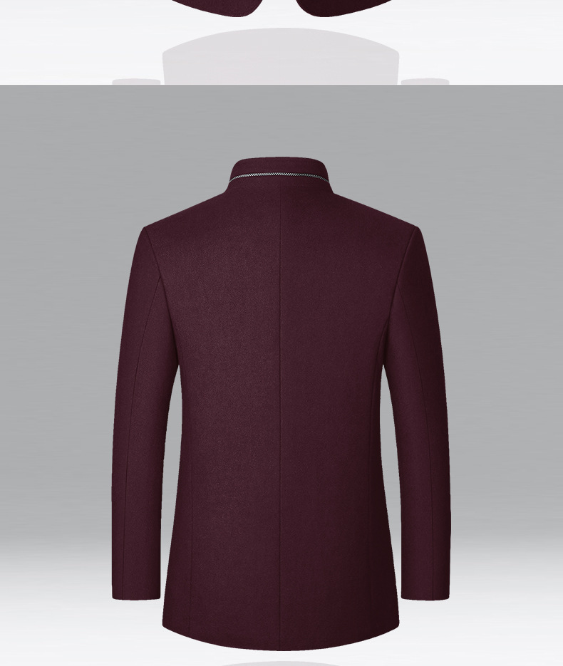 Manteau en laine pour hommes d'âge moyen, automne et hiver 2024, nouveau manteau en laine à col montant, vêtements décontractés pour hommes_voghion.com