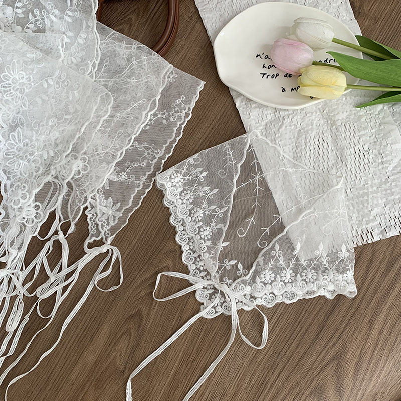 Pañuelo para el cabello pastoral femenino de verano nuevo estilo bufanda de seda multiusos vestido de alta calidad bufanda triangular de encaje correa de cintura