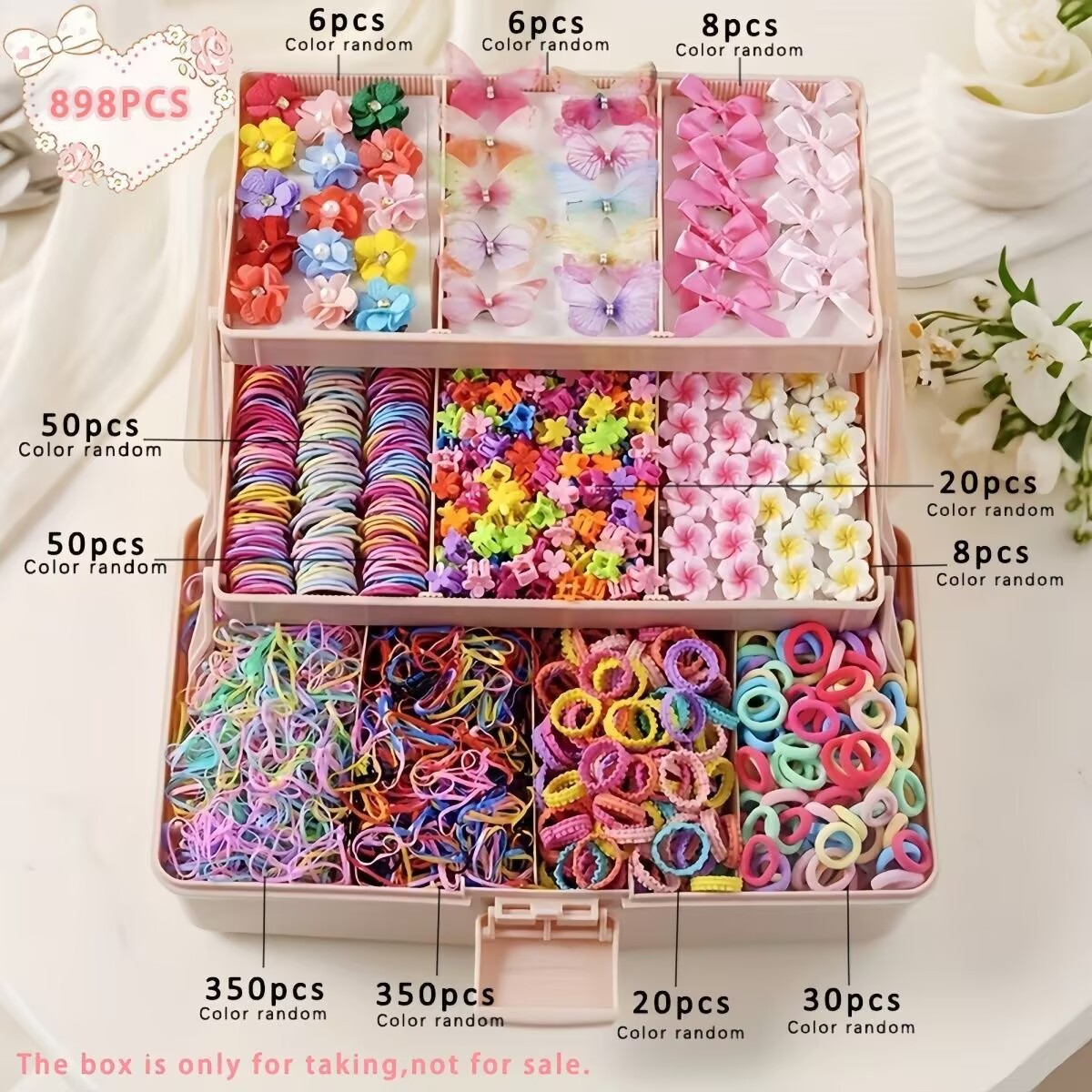 Clips para el cabello de niños, anillo para el cabello, clips para el cabello, caja de regalo, banda de correa de princesa, conjunto de peluquería, regalo diario para bebés