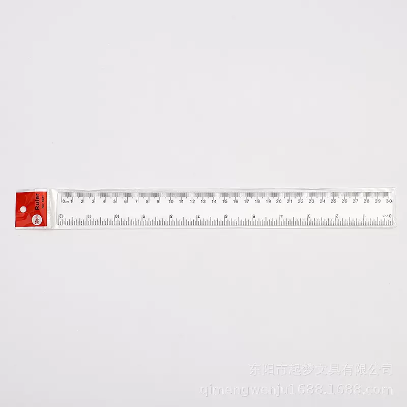 30厘米透明直尺 塑料尺子 30cm直尺红卡30公分尺子