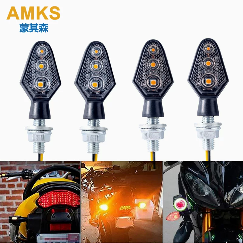 蒙其森 Motorcycle LED turning lamp 3LED sacral saury 12V suitable for motorcycle modification black riding 318