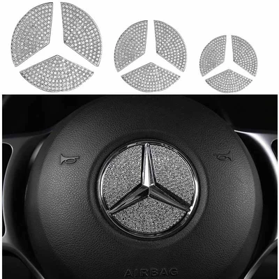 Suitable for the new mercedes benz C/E/A-class GLK/GLA/CLA/GLC steering wheel diamond car logo modified interior stickers