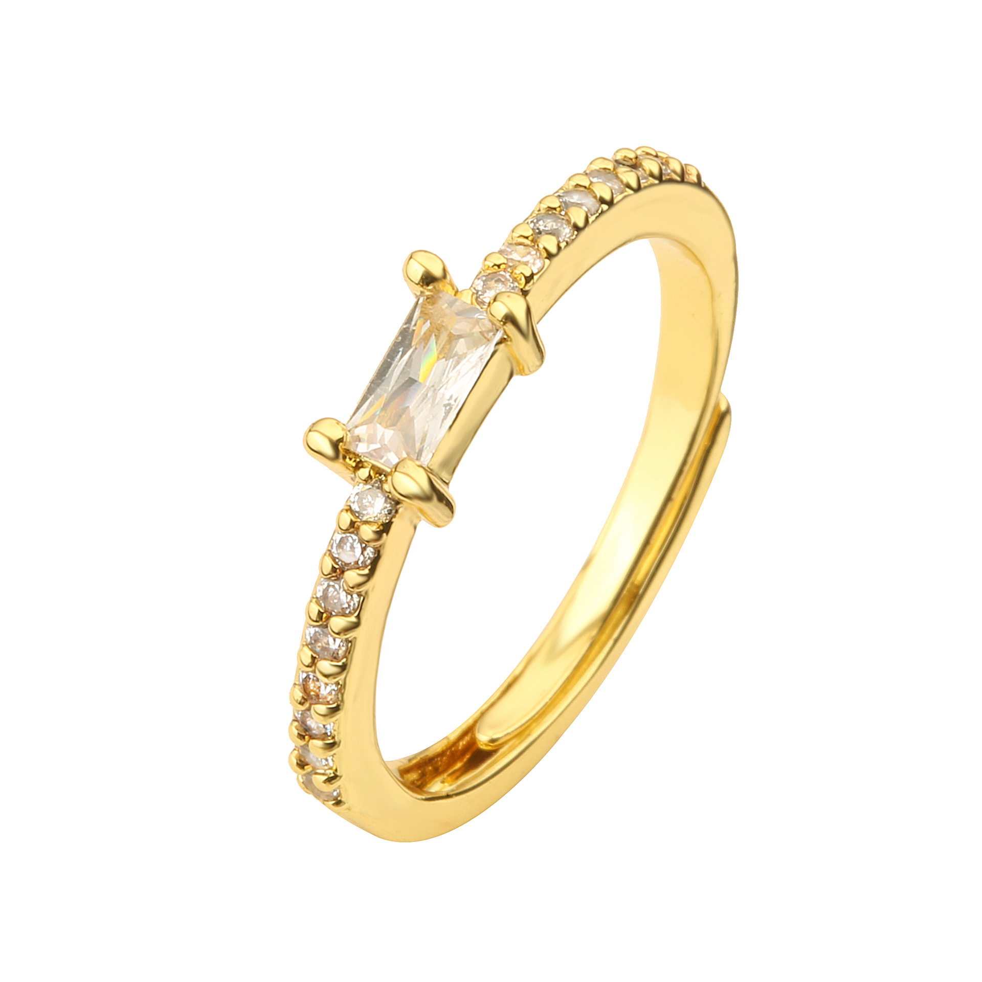 Ig Style Rectangle Copper Plating Inlay Zircon Open Ring display picture 3