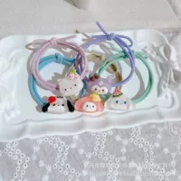 Высококачественная прозрачная резинка для волос Sanrio, милая мультяшная резинка для волос для школьников, веревка для волос Melody Cinnamon Pacha Dog Head Rope