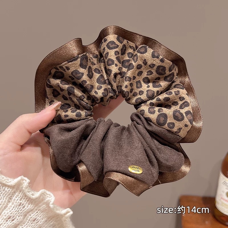 48# brown leopard print stitching gold label lock edge 14cm